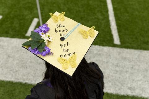 Graduation cap that says "The Best is yet to Come"